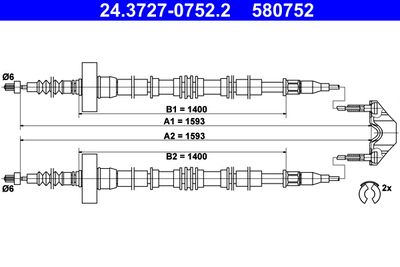 Cable Pull, parking brake ATE 24.3727-0752.2