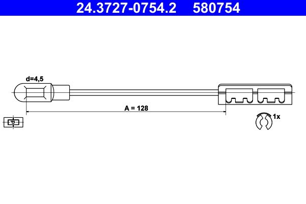ATE 24.3727-0754.2 Cable Pull, parking brake