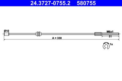 Cable Pull, parking brake ATE 24.3727-0755.2