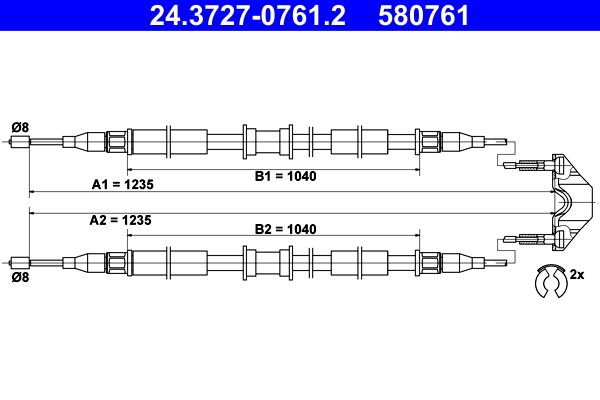 ATE 24.3727-0761.2 Cable Pull, parking brake