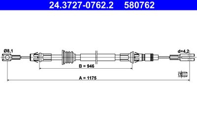 Cable Pull, parking brake ATE 24.3727-0762.2