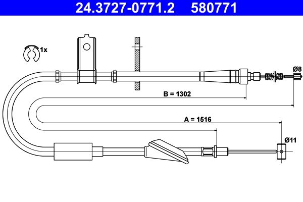 ATE 24.3727-0771.2 Cable Pull, parking brake
