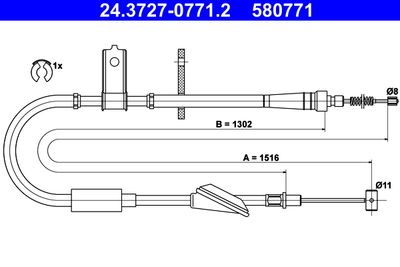 Cable Pull, parking brake ATE 24.3727-0771.2
