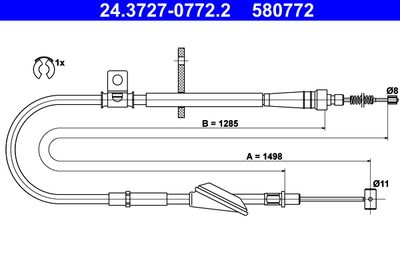 Cable Pull, parking brake ATE 24.3727-0772.2