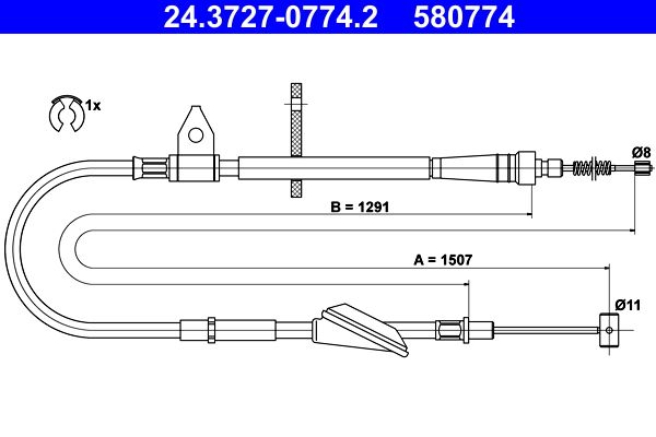 ATE 24.3727-0774.2 Cable Pull, parking brake