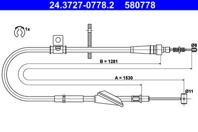 Cable Pull, parking brake ATE 24.3727-0778.2