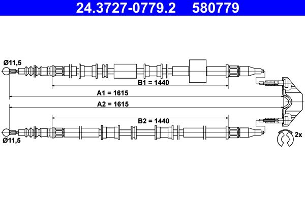 ATE 24.3727-0779.2 Cable Pull, parking brake