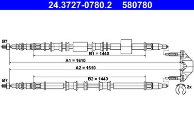 Cable Pull, parking brake ATE 24.3727-0780.2