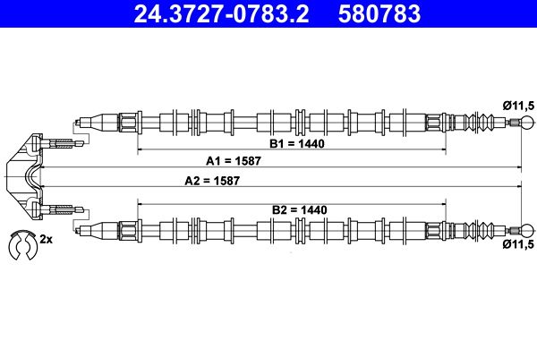 ATE 24.3727-0783.2 Cable Pull, parking brake