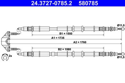 Cable Pull, parking brake ATE 24.3727-0785.2