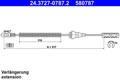 Cable Pull, parking brake ATE 24.3727-0787.2