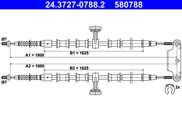 ATE 24.3727-0788.2 Cable Pull, parking brake