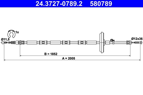ATE 24.3727-0789.2 Cable Pull, parking brake