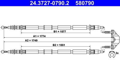 Cable Pull, parking brake ATE 24.3727-0790.2