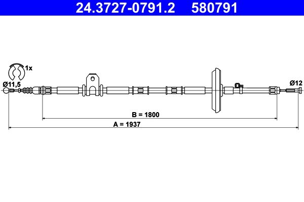 ATE 24.3727-0791.2 Cable Pull, parking brake