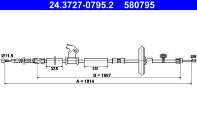 Cable Pull, parking brake ATE 24.3727-0795.2