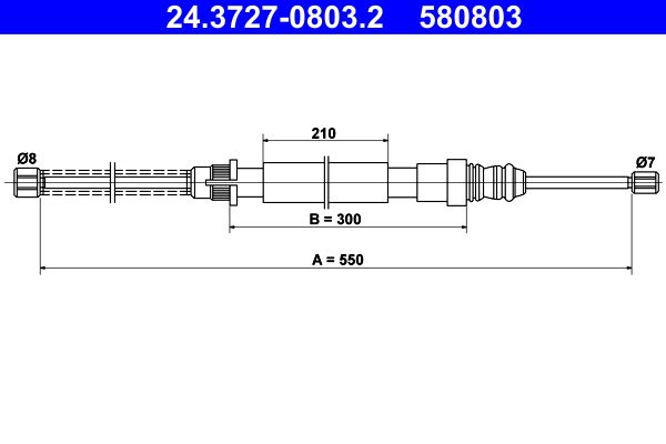 ATE 24.3727-0803.2 Cable Pull, parking brake