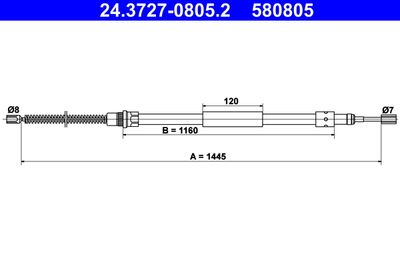 Cable Pull, parking brake ATE 24.3727-0805.2