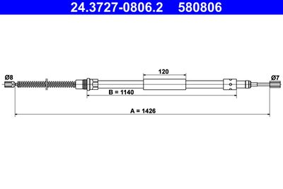 Cable Pull, parking brake ATE 24.3727-0806.2