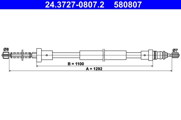 ATE 24.3727-0807.2 Cable Pull, parking brake