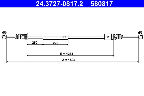 ATE 24.3727-0817.2 Cable Pull, parking brake