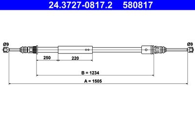 Cable Pull, parking brake ATE 24.3727-0817.2