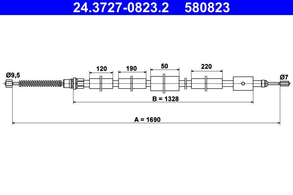 ATE 24.3727-0823.2 Cable Pull, parking brake