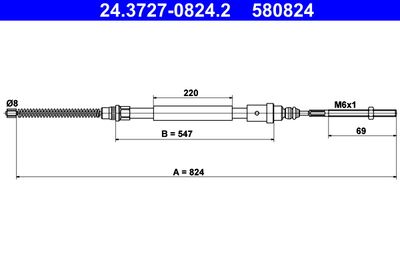 Cable Pull, parking brake ATE 24.3727-0824.2