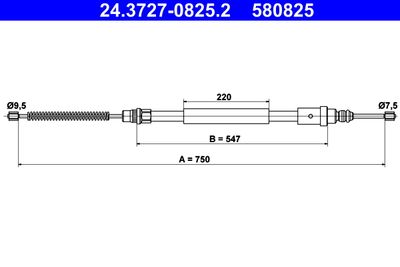 Cable Pull, parking brake ATE 24.3727-0825.2