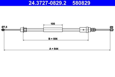 Cable Pull, parking brake ATE 24.3727-0829.2