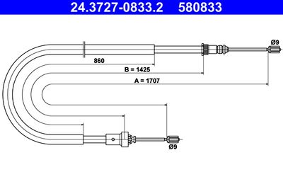 Cable Pull, parking brake ATE 24.3727-0833.2