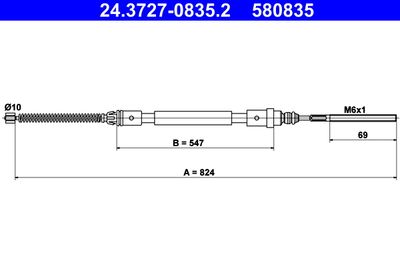 Cable Pull, parking brake ATE 24.3727-0835.2