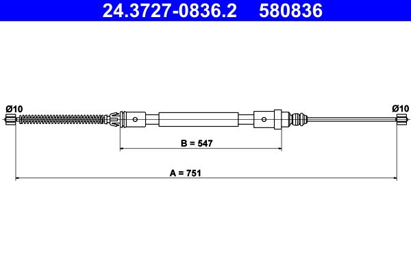 ATE 24.3727-0836.2 Cable Pull, parking brake