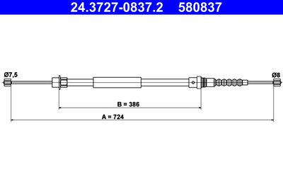 Cable Pull, parking brake ATE 24.3727-0837.2