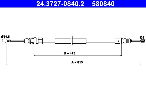 ATE 24.3727-0840.2 Cable Pull, parking brake