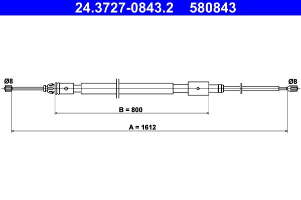 ATE 24.3727-0843.2 Cable Pull, parking brake