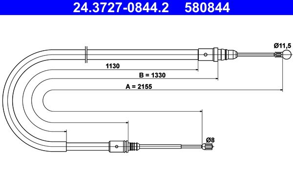 ATE 24.3727-0844.2 Cable Pull, parking brake
