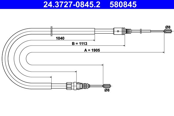 ATE 24.3727-0845.2 Cable Pull, parking brake