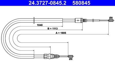 Cable Pull, parking brake ATE 24.3727-0845.2