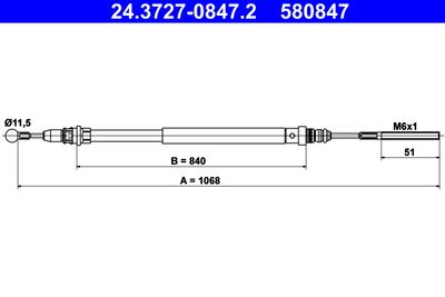 Cable Pull, parking brake ATE 24.3727-0847.2