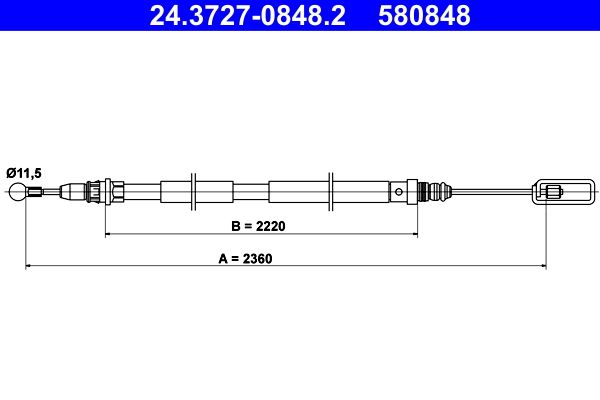 ATE 24.3727-0848.2 Cable Pull, parking brake