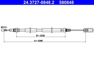 Cable Pull, parking brake ATE 24.3727-0848.2