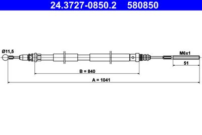 Cable Pull, parking brake ATE 24.3727-0850.2