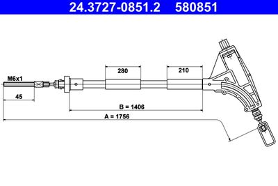 Cable Pull, parking brake ATE 24.3727-0851.2