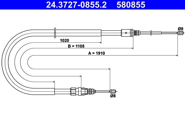 ATE 24.3727-0855.2 Cable Pull, parking brake