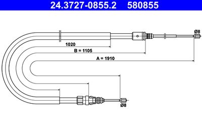 Cable Pull, parking brake ATE 24.3727-0855.2