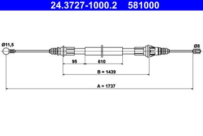 Cable Pull, parking brake ATE 24.3727-1000.2