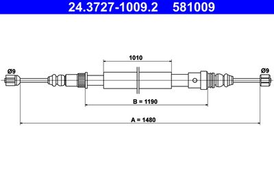 Cable Pull, parking brake ATE 24.3727-1009.2