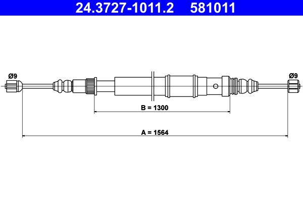 ATE 24.3727-1011.2 Cable Pull, parking brake