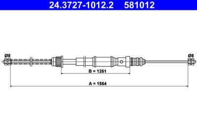 Cable Pull, parking brake ATE 24.3727-1012.2